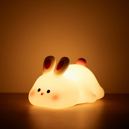 LED Night Lights Cute Sheep Panda Rabbit Silicone Lamp USB Rechargeable Timing Bedside Decor Kids Baby Nightlight Birthday Gift